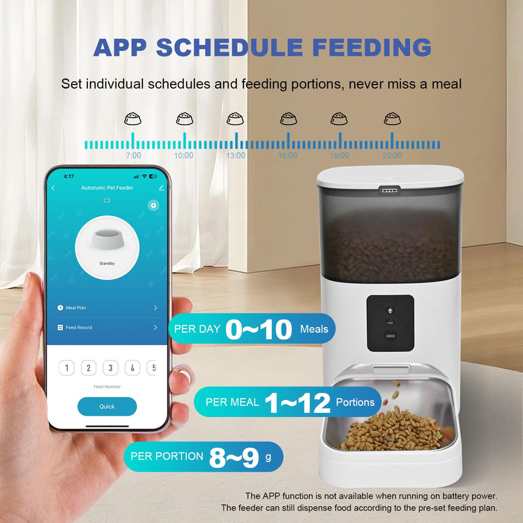 ANDOLL HOME Automatic Cat Feeder, 4L Cat Food Dispenser with 10s Voice Recorder, Pet Feeder up to 8 Meals per Day, Timed Dog Feeder with Dry Food Sealed Ring