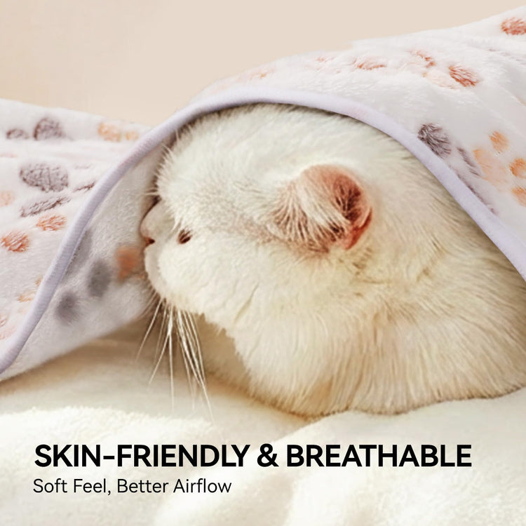 LINENLUX 1 Pack 3 Blankets Super Soft Fluffy Premium Fleece Dog Blankets for Puppy Cat Pet Blanket Flannel Throw Warm Sleep Dog Paw 23x16 inches