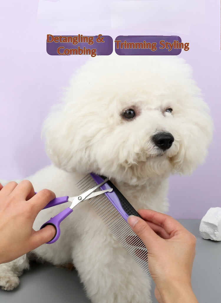 Pet Grooming Tools Kit-9 Packs Dog Cat Grooming Kit Dog Cat Grooming Supplies Dog Cat Brush Set Dog Nail Clippers and Cat Trimming Tools for Short and Long Hair Dog Cat Grooming (Purple)