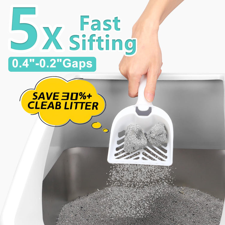 2 Pack Stainless Steel Litter Box for Kitty | Metal Kitty Litter Box with Lid High Sided for Small Cats or Injured Cats, Bunny Litter Boxes, Low Entry, Odor-Free, Non-Stick,Includes Scoop