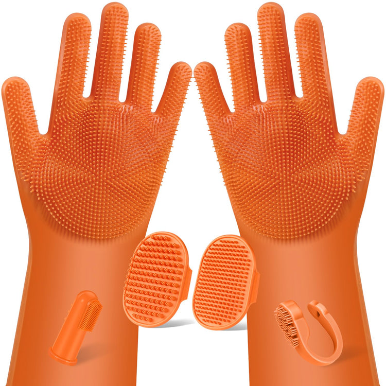 Augwind 6PCS Pet Grooming Kit for Dogs, Cats and Horses | Dog Washing Gloves | Cleanroom Gloves | Dog Bath Brush | Dog Bath Gloves | Dog Shampoo Brush | Dog Bath Supplies (Navy Blue)