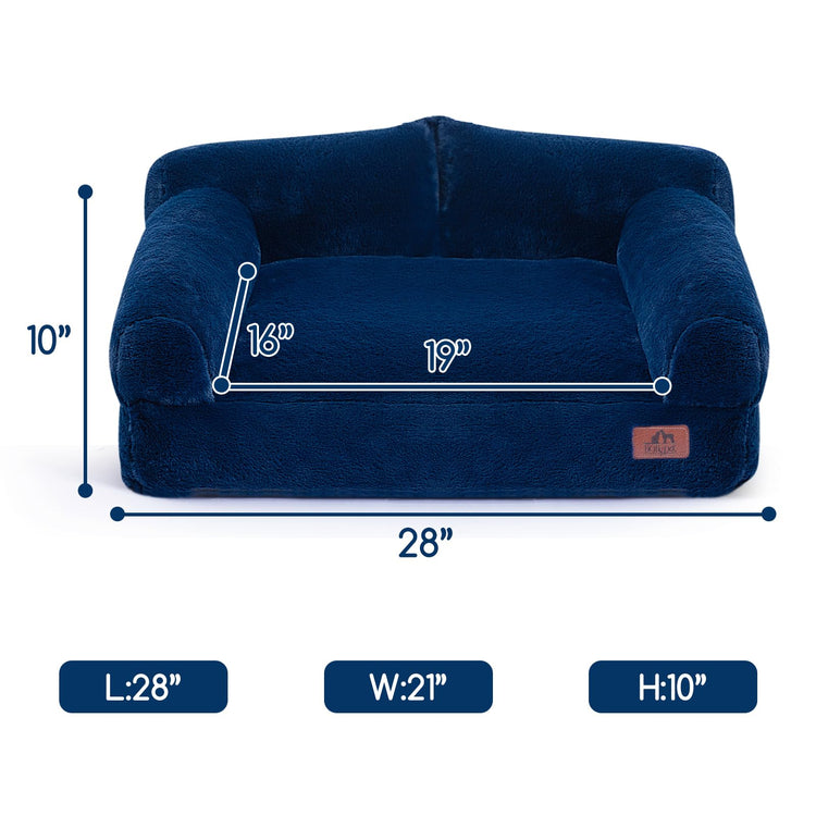 Hollypet Fluffy Dog Cat Bed Pet Couch Beds Plush Soft Warming Machine Washable Puppy Bed with Non-Slip Bottom for Cats and Small Medium Dogs up to 25 lbs, Gray, 24" L x 18" W x 10" Th