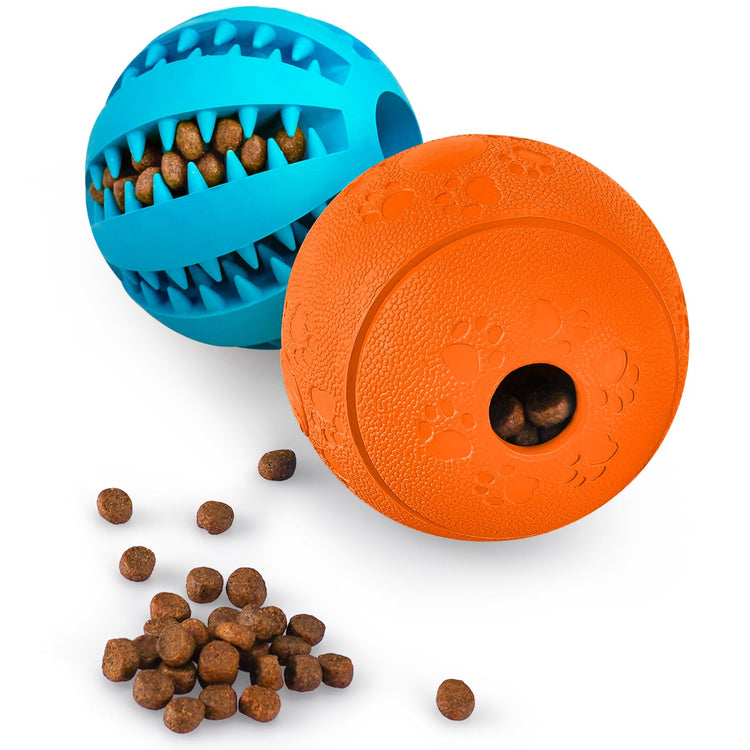 HIPPIH Dog Puzzle Toy 2 Pack, Interactive Dog Toys for Treat Dispensing, Durable Puppy Toys for Teething, Dog Treat Ball for Teeth/Slow Feeder/IQ Training/Playing, Blue-2.75‘’, Green-3.14‘’