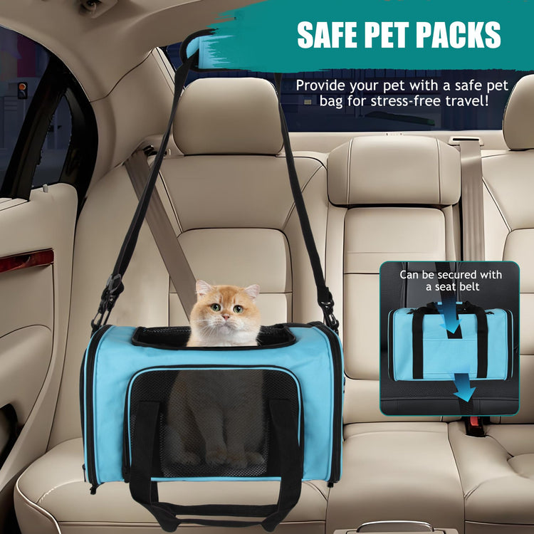 Cat, Dog Carrier for Small Medium Pet Carriers Up to15Lbs, Cats Carrier Soft- Sided Puppy Dogs Bag Portable Foldable Airline Approved Carrier Travel (Green 18 * 11 * 11)