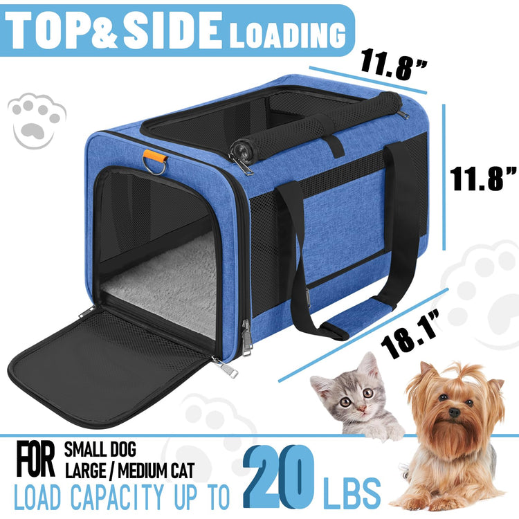 GAPZER Small Dog Carrier Cage Soft Chihuahua / Softshell Big Cat Carrier Maine Coon / Pet Taxi Carrying Bag over 25lbs / Top Loader Travel Kennel Brown