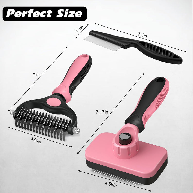 Augwind 7 in 1 Pet Grooming Kit - Dog&Cat Comb, Deshedding Brush, Nail Clipper with File, Bath Brush - Premium Pet Supplies (Blue)