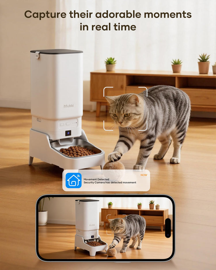 Automatic Dog Feeder with Elevated Stand - 7L Cat Food Dispenser with Large Food Tray, Timed Auto Cat Feeder for Dry Food, 6 Meals Per Day, No-Jam, Freshness Design, Detachable for Easy Clean