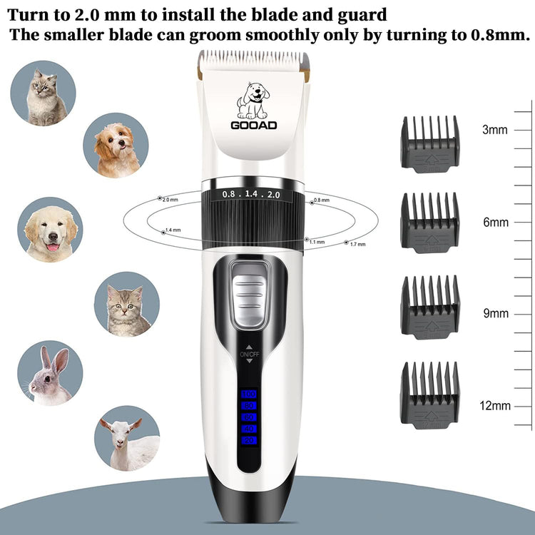 Dog Clippers for Grooming,Dog Grooming Kit for Heavy Thick Hair&Coats/Low Noise Rechargeable Cordless Hair Trimmer/Pet Shaver with Paw Trimmer for Small & Large Dogs Cats