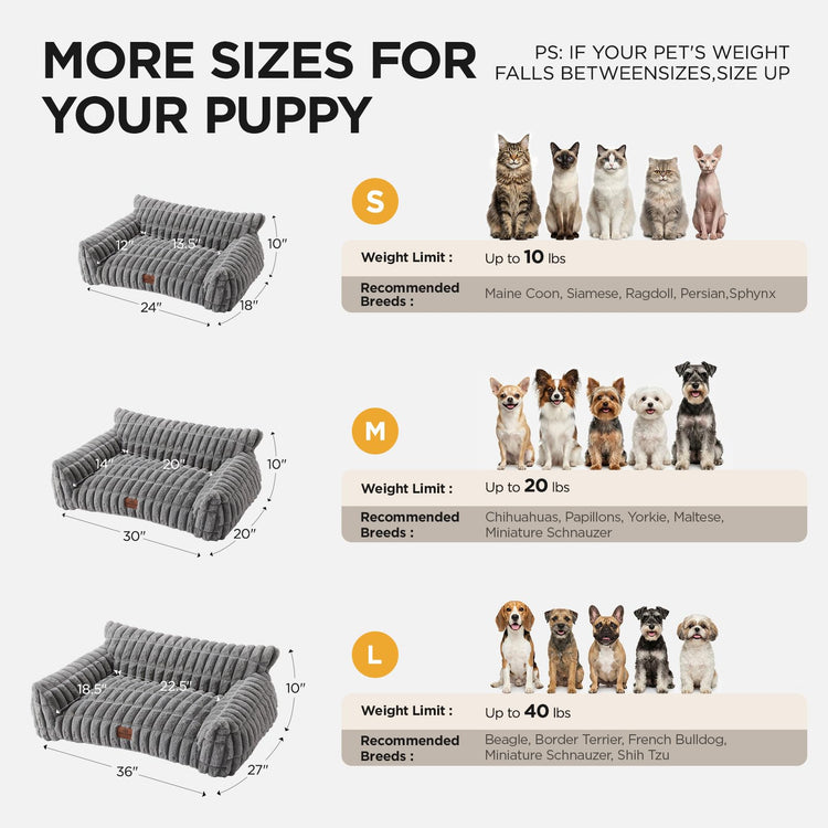 Joydeco Cat Couch for Pets, 30 inch Plush Pet Sofa, Cat Bed for Indoor Cats with Removable Washable Cover, Supportive Pet Sofa, Cream