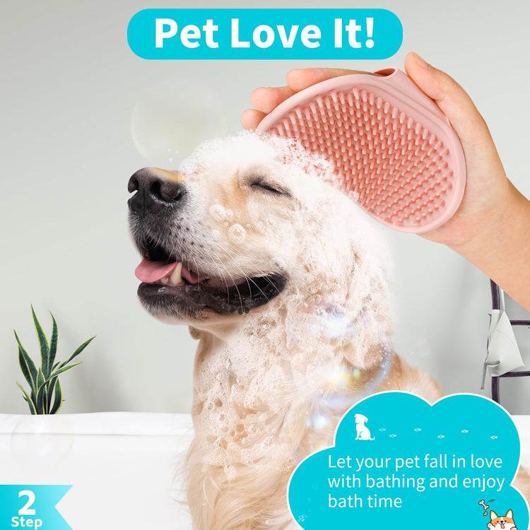Comotech 6PCS Dog Bath Brush & Dog Toothbrush | Adjustable Handle Shampoo Brush & Scrubber for Short & Long Haired Dogs & Cats | Effectively Solve Odor & Stain Removal Problems (Blue Blue Blue.)