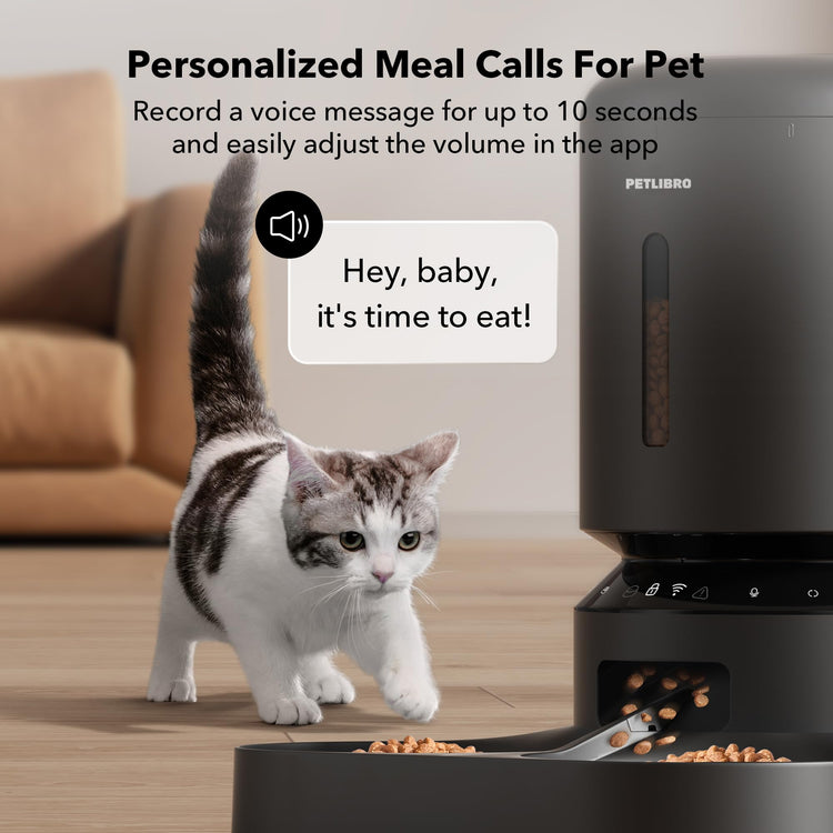 PETLIBRO Automatic Cat Feeder, Automatic Dog Food Dispenser with Freshness Preservation, 5L Timed Pet Feeders for Dry Food, Up to 6 Meals Per Day, Granary 5L Basic Button Type White