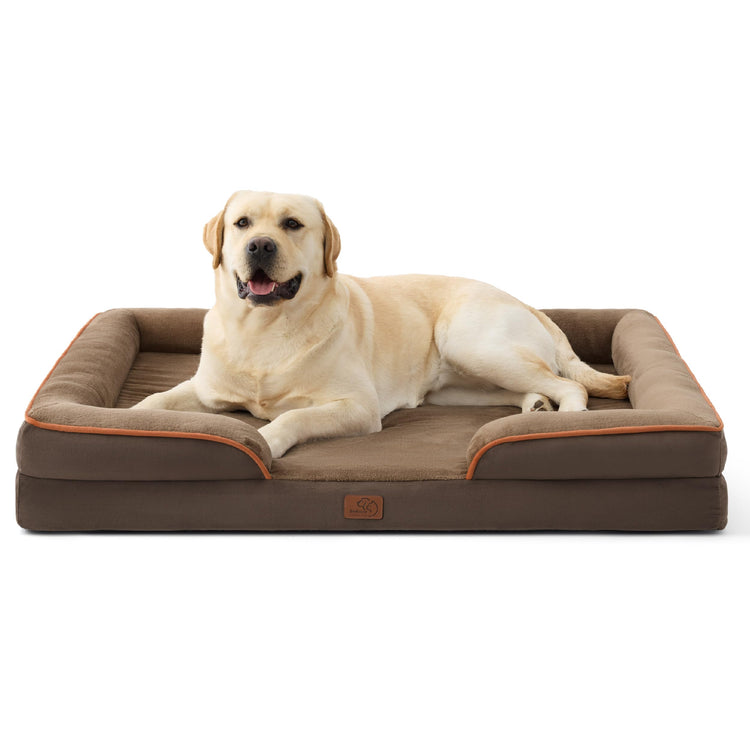 Bedsure Orthopedic Dog Bed Medium Size Dogs - Washable Small Medium Dog Cat Bed Waterproof, Comfort Cats Couch Sofa with Washable Removable Cover, Pets Bed with Nonskid Bottom, Grey, 28"