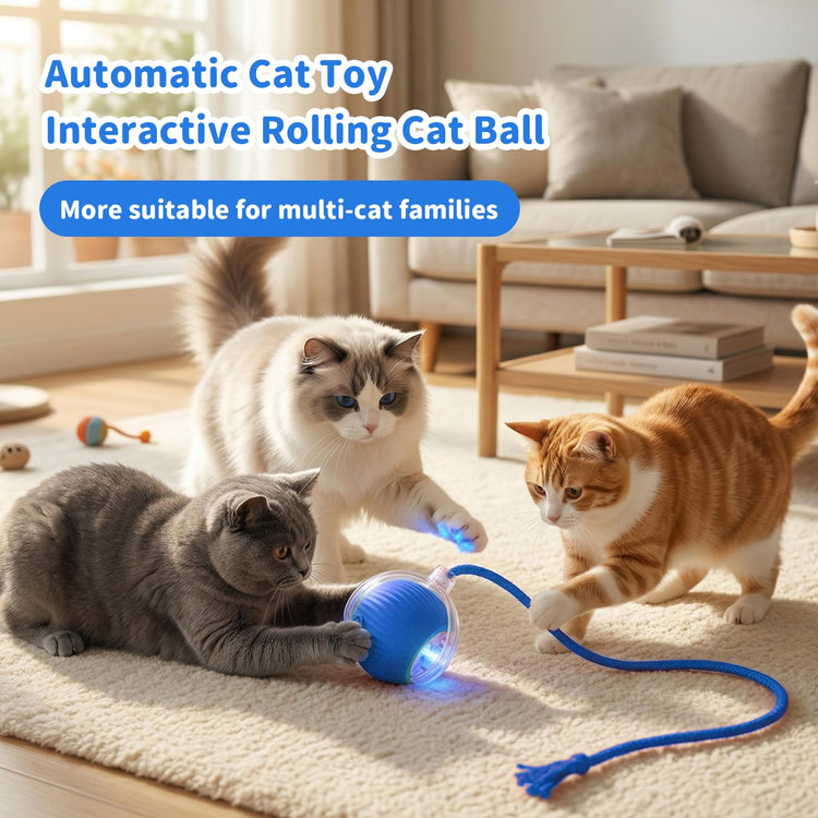 Interactive Cat Toys for Indoor Cats Smart Automatic Ball Rolling for Bored Kitten Pet Upgraded Speedy Moving Chase Dogs Toy Mothers Day Gifts Red