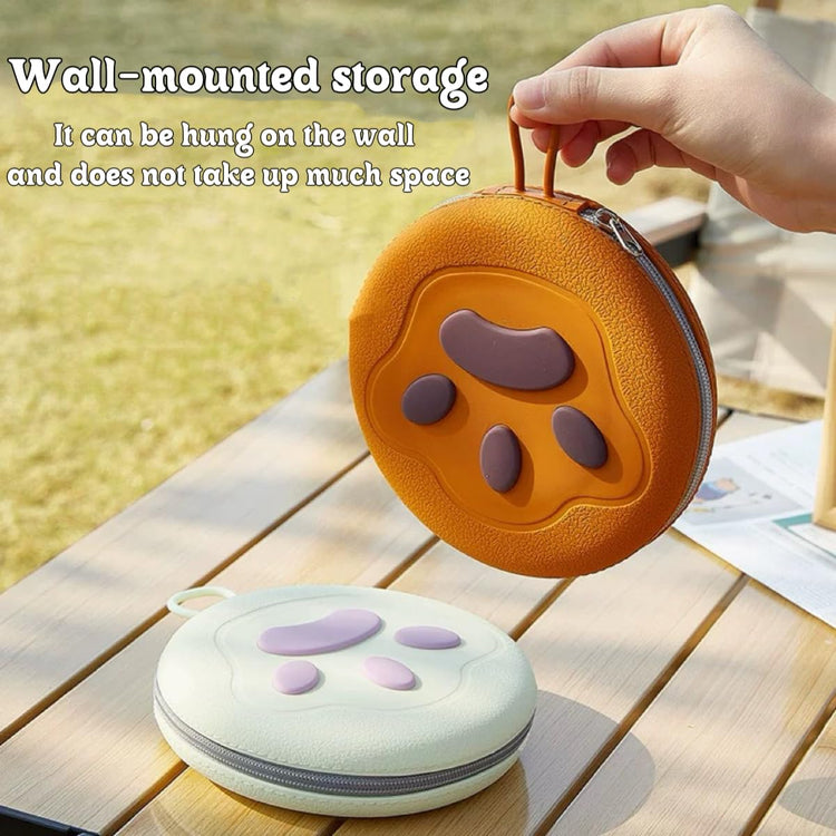 Bear Paw Foldable Pet Bowl, Dual Bowl Design for Food and Water,6.1in，Pink,Orange and Beige (Pink)