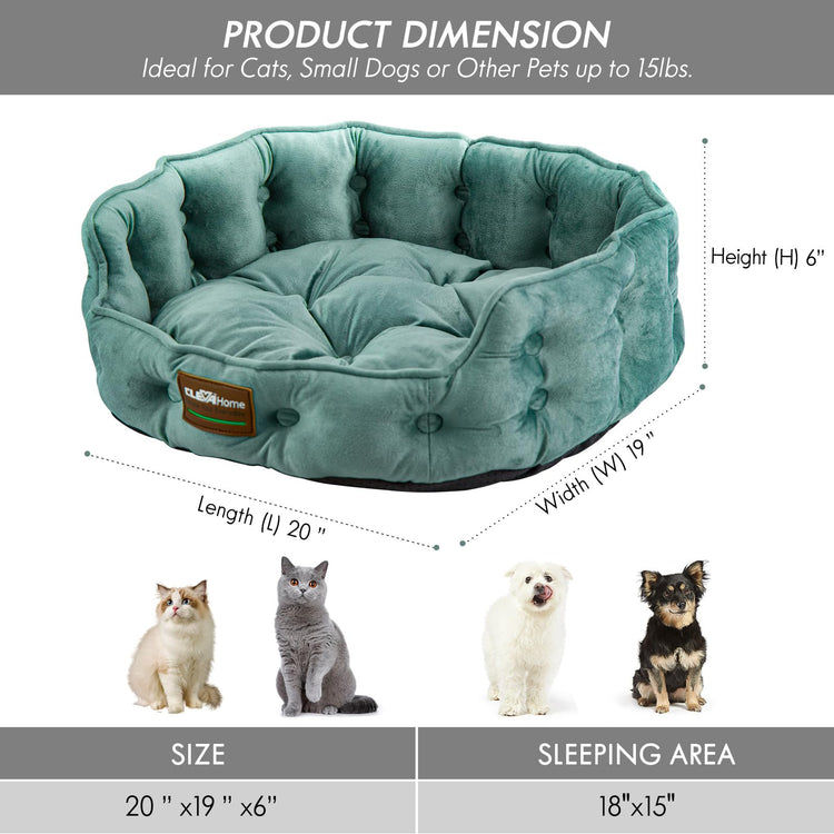 ClevaHome Cat Dog Bed for Small Pets up to 15lbs - Round Cat Beds for Indoor Cats, Machine Washable Comfortable Pet Bed for Puppy and Kitten with Non-Slip Bottom (Plum Pink)