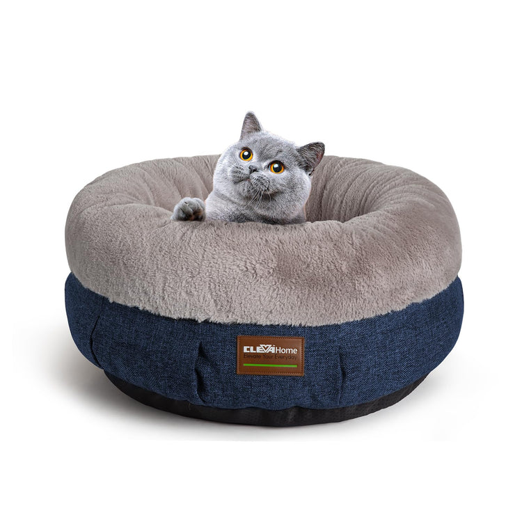 ClevaHome Cat Dog Bed for Small Pets up to 15lbs - Round Cat Beds for Indoor Cats, Machine Washable Comfortable Pet Bed for Puppy and Kitten with Non-Slip Bottom (Plum Pink)