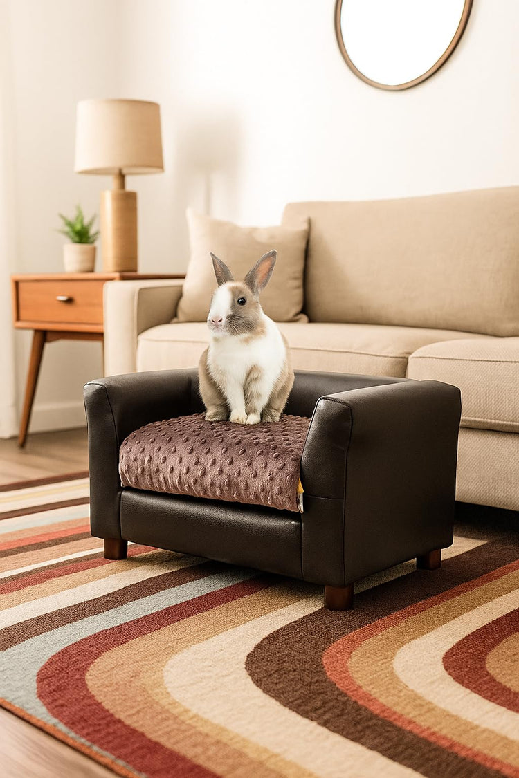 Keet Fluffy Deluxe Pet Bed Sofa Chocolate Small