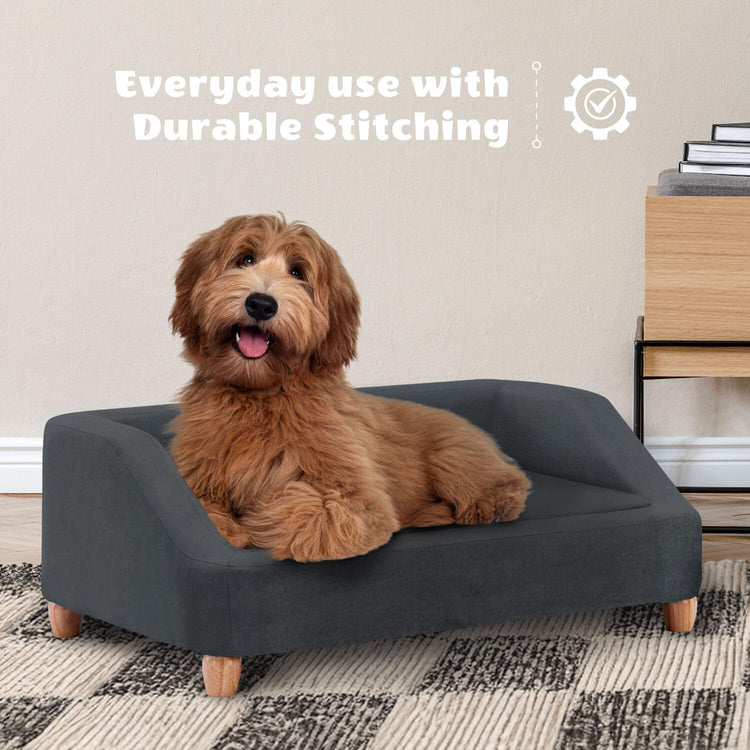 CRITTER SITTERS 33” Faux Suede Ped Bed in Brown, Durable Washable Sofa Couch for Small & Medium Cats & Dogs, Must Have Accessory for Yorkies, Shih Tzus & Frenchies, Kitten & Puppy Essential Furniture