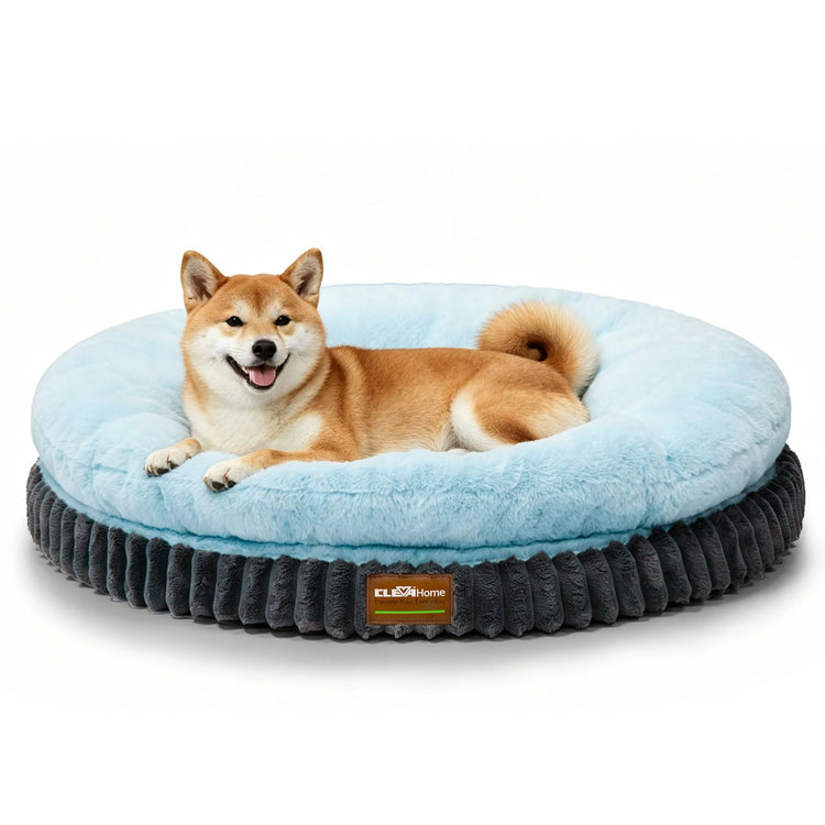 ClevaHome Cat Dog Bed for Small Pets up to 15lbs - Round Cat Beds for Indoor Cats, Machine Washable Comfortable Pet Bed for Puppy and Kitten with Non-Slip Bottom (Washed Green)