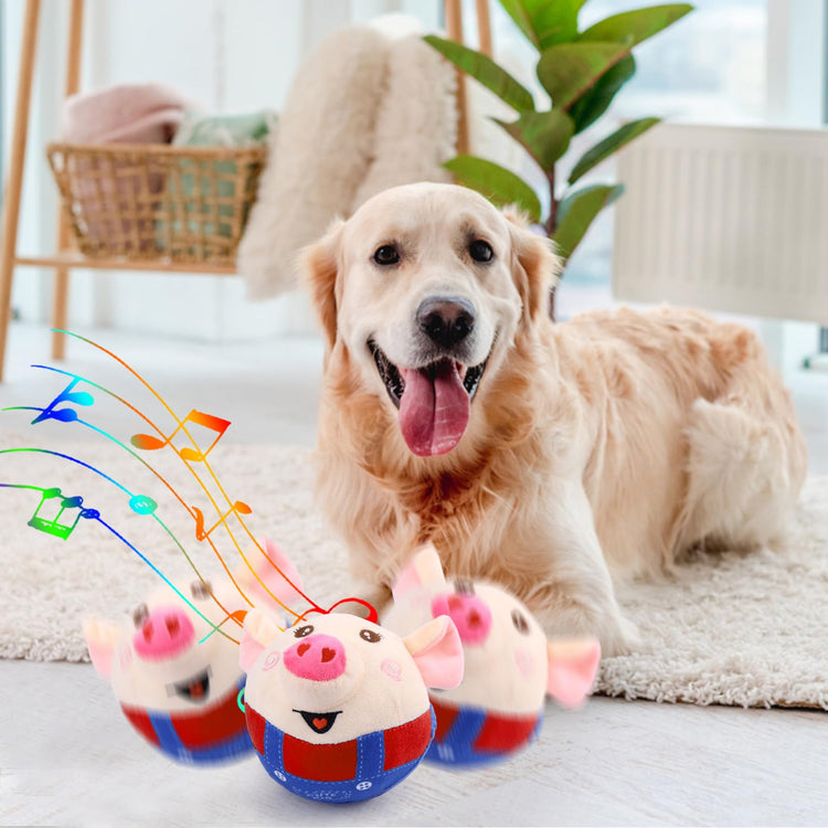 BABORUI Interactive Dog Toys Pig, Jumping Squeaky Dog Toys with Recording and Music Modes, Rechargeable Moving Dog Chew Toys for Small/Medium/Large Dogs to Keep Them Busy(Blue Pig)