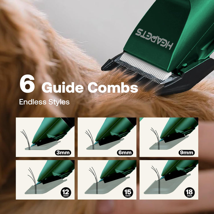 HEAPETS Dog Grooming Clippers, Low Noise, Electric Quiet, Adjustable Clipper Comb, Rechargeable Cordless Dog Hair Clippers for Dogs Cats Pets, Gold
