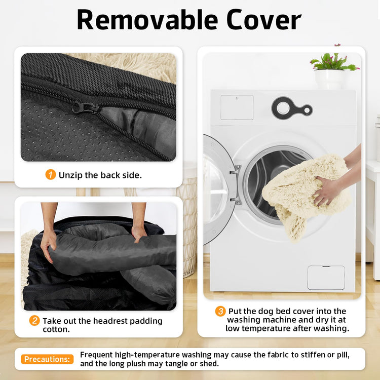 Calming Dog Bed Fluffy Plush Dog Mat for Furniture Protector with Removable Washable Cover for Large Medium Small Dogs and Cats (Small(35x31x5), Light Grey)