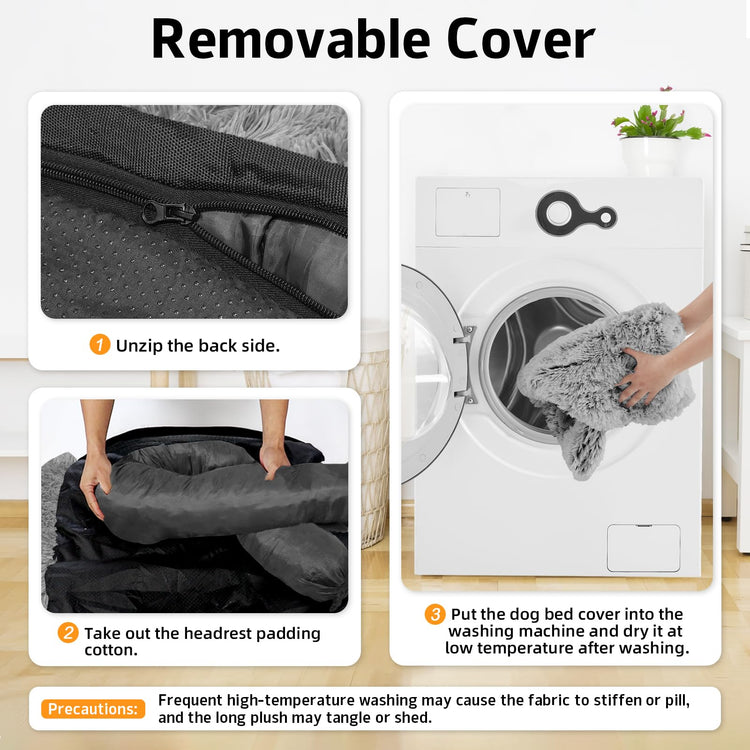 Calming Dog Bed Fluffy Plush Dog Mat for Furniture Protector with Removable Washable Cover for Large Medium Small Dogs and Cats (Small(35x31x5), Light Grey)