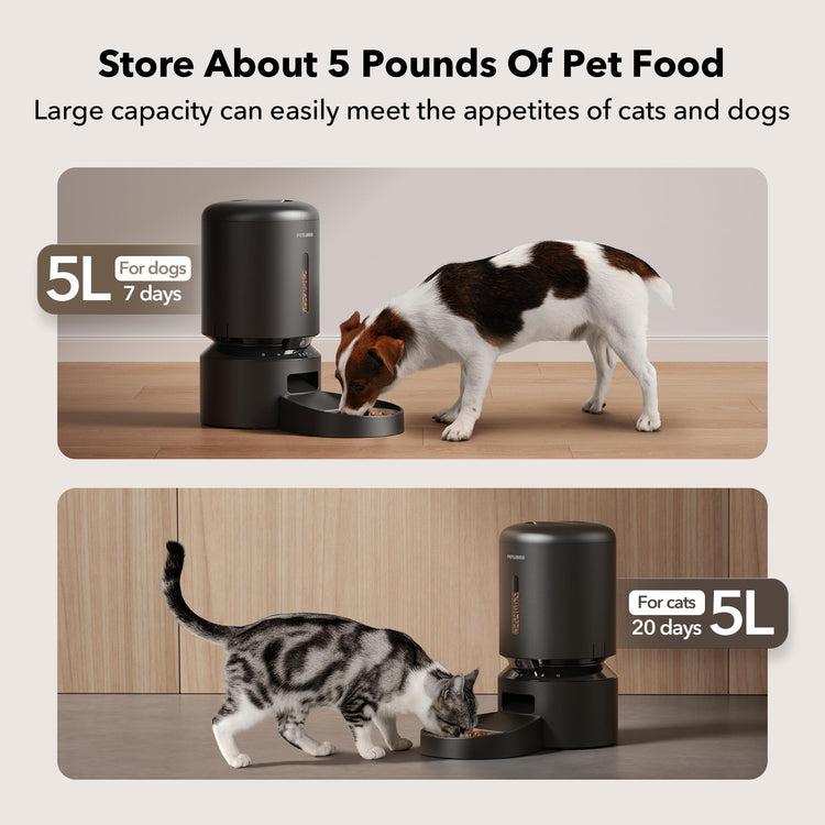 PETLIBRO Automatic Cat Feeder with Camera, 1080P HD & Night Vision, 5GHz/2.4GHz WiFi & Cam Smart Pet Feeder with App Control, 2-Way Audio, Motion Alerts for Cats & Dogs, Stainless Steel Single Tray