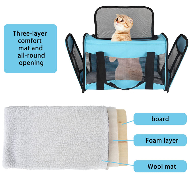 Cat Dog Carriers Soft-Sided Pet Carrier Large Cats for Medium Big Cat Small Dog Puppy up to 16lbs TSA Airline Approved Animal Collapsible Cat Carrier Carriers Travel Carrier Cat Bag (17x11x11)