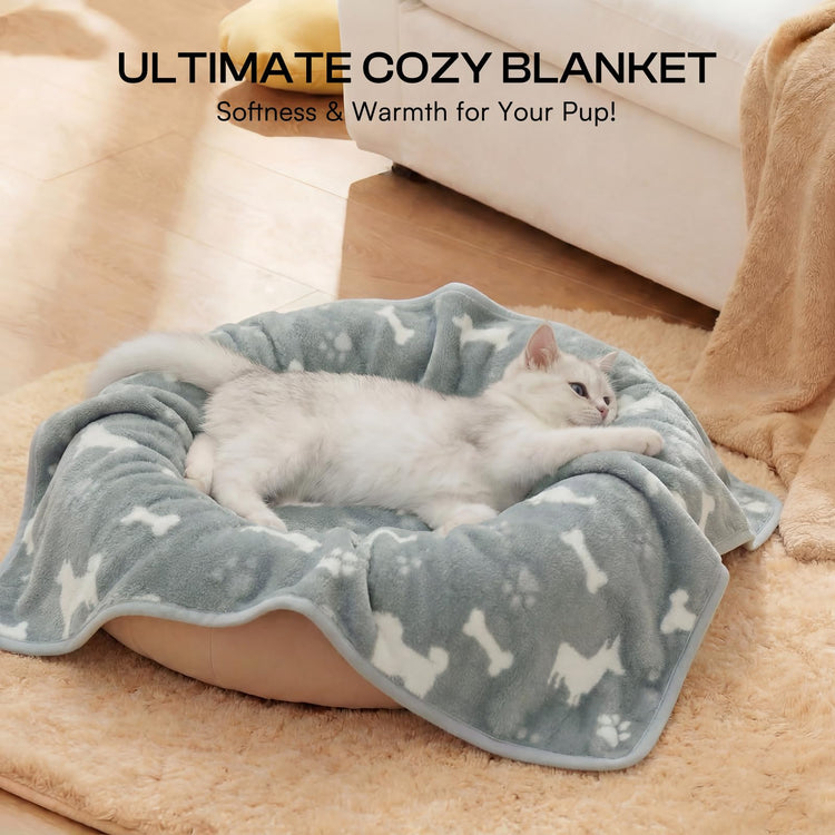 Luciphia 1 Pack 3 Blankets Super Soft Fluffy Premium Fleece Pet Blanket Flannel Throw for Dog Puppy Cat Paw Brown/Pink/White Small(23x16 inch)