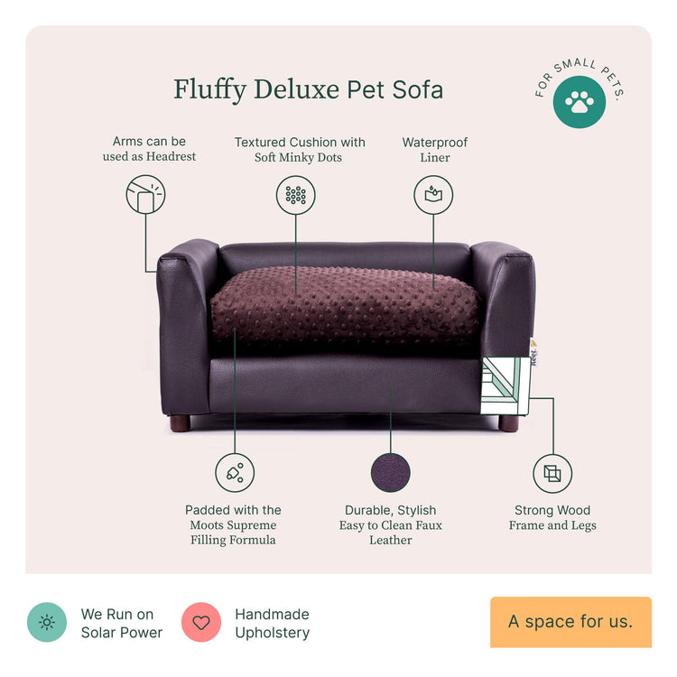 Keet Fluffy Deluxe Pet Bed Sofa Chocolate Small