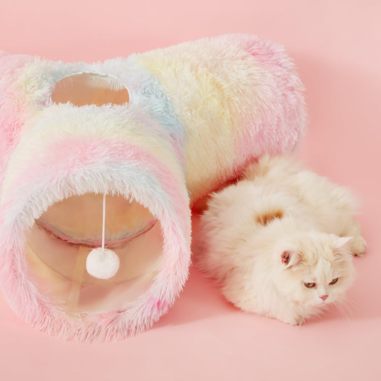 Tempcore Pet Cat Tunnel Tube Cat Toys 3 Way Collapsible, Tunnels for Indoor Cats，Kitty Bored Peek Hole Toy Ball Cat, Puppy, Kitty, Kitten, Rabbit