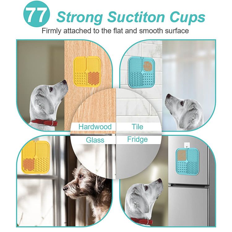 LUKITO Lick Mat for Dogs & Cats 2 Pack with Suction Cups, Dog Lick Mat for Anxiety Relief, Dog Toys to Keep Them Busy, Peanut Butter Licking Pad for Boredom Reducer, Perfect for Bathing Grooming