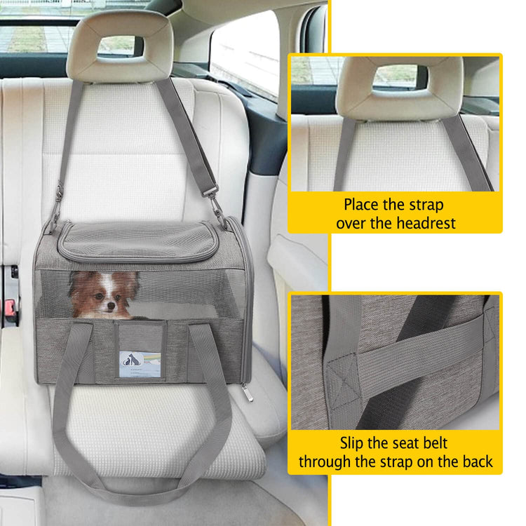 Refrze Cat Carrier,Dog Carriers for Small Dogs Medium Cats Pet Carrier up to 15 Lbs, TSA Airline Approved Cat Carrier Soft, Cat Dog Crate Travel Bag,Grey