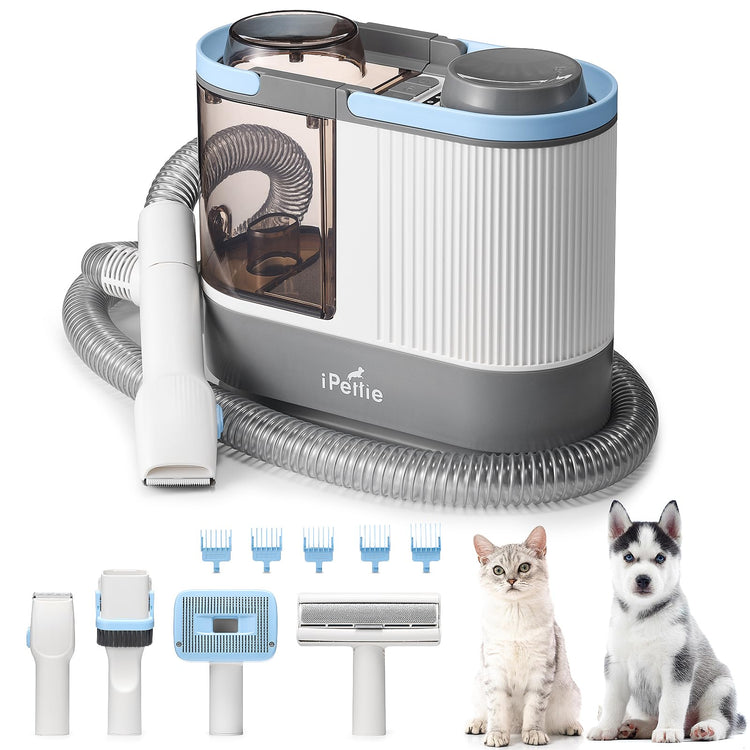 iPettie D23 Pro Pet Grooming Kit for Dogs: Vacuum Dog Brush and Dog Trimmer Vacuum — 95°F-140°F Adjustable Temperature, Adjustable Wind Speed, 23000 PA Suction for All Pet Grooming Needs