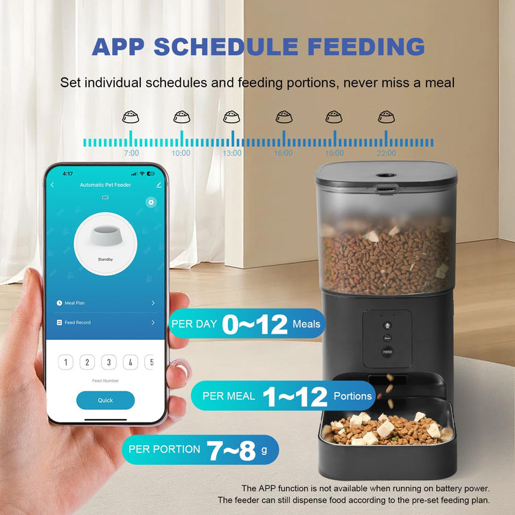 ANDOLL HOME Automatic Cat Feeder, 4L Cat Food Dispenser with 10s Voice Recorder, Pet Feeder up to 8 Meals per Day, Timed Dog Feeder with Dry Food Sealed Ring