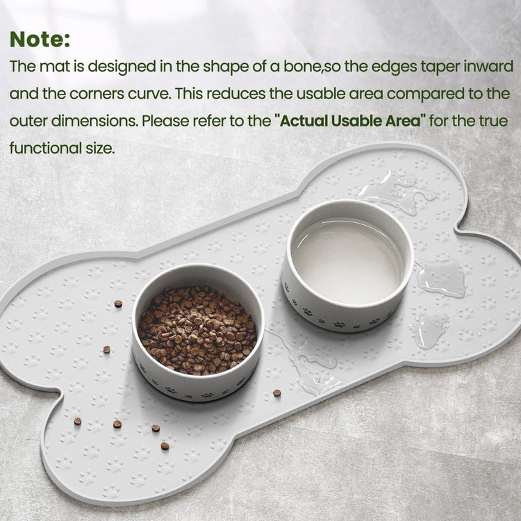 PWTAA Dog Food Mat Anti-Slip Silicone Dog Bowl Mat Thicker Pet Placemat Waterproof Cat Feeder Pad with Raised Edge Puppy Kitten Feeding Mats Suitable Small Medium-Sized Dogs Cats Eating Tray