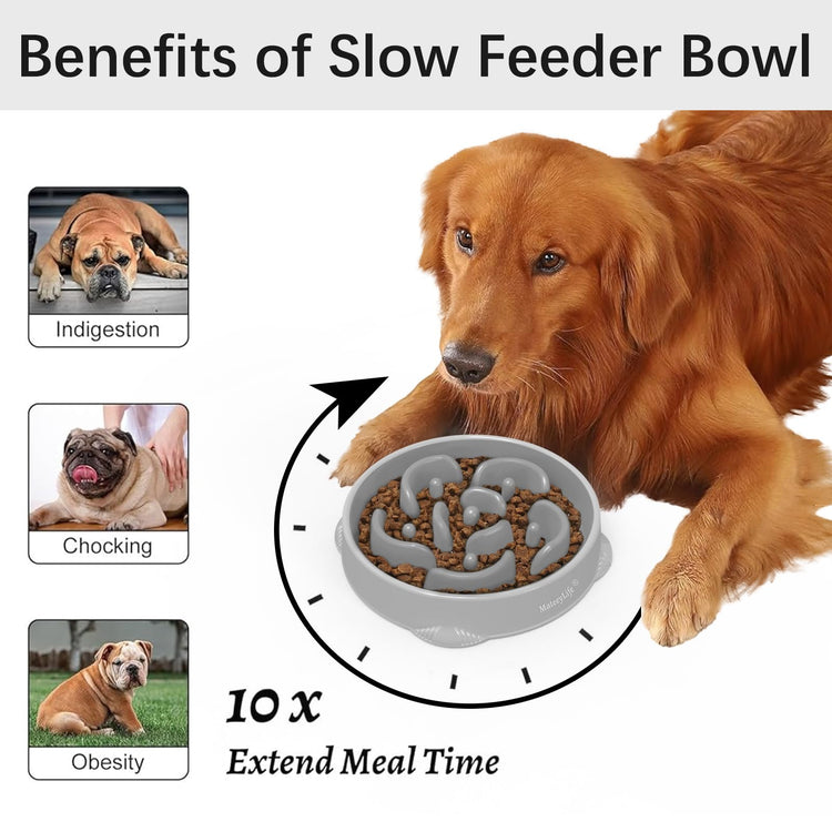 MateeyLife Slow Feeder Dog Bowls 2PCS, Anti-Choking Puzzle Dog Food Bowls, Anti-Slip Interactive Feeding Slow Down Eating, Bloat Stop Maze Dishes for Medium Breeds