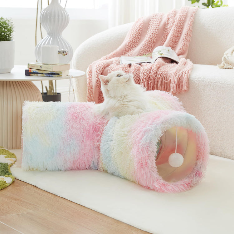 Tempcore Pet Cat Tunnel Tube Cat Toys 3 Way Collapsible, Tunnels for Indoor Cats，Kitty Bored Peek Hole Toy Ball Cat, Puppy, Kitty, Kitten, Rabbit