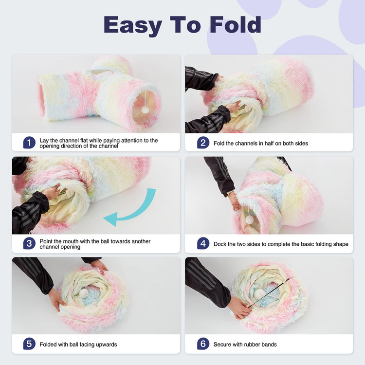 Tempcore Pet Cat Tunnel Tube Cat Toys 3 Way Collapsible, Tunnels for Indoor Cats，Kitty Bored Peek Hole Toy Ball Cat, Puppy, Kitty, Kitten, Rabbit