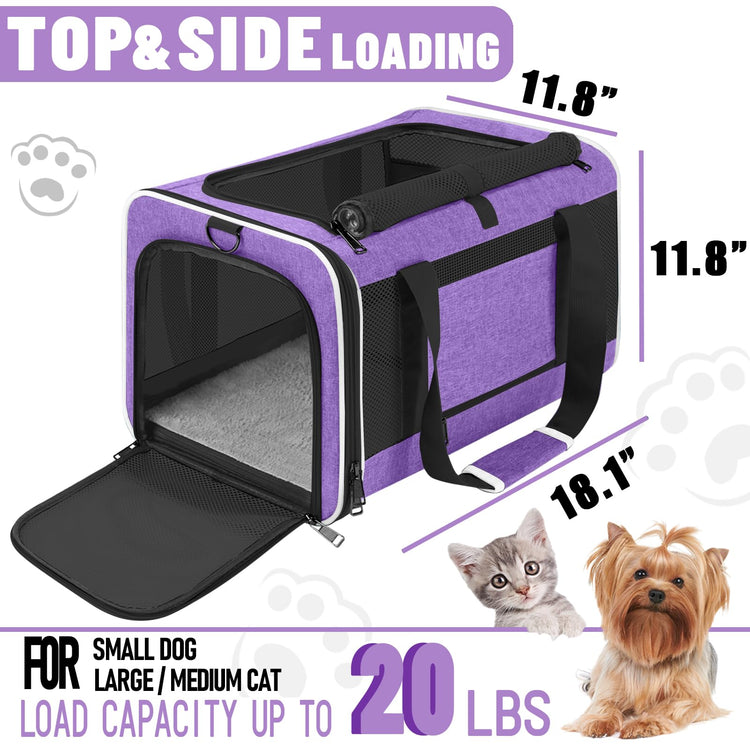 GAPZER Small Dog Carrier Cage Soft Chihuahua / Softshell Big Cat Carrier Maine Coon / Pet Taxi Carrying Bag over 25lbs / Top Loader Travel Kennel Brown