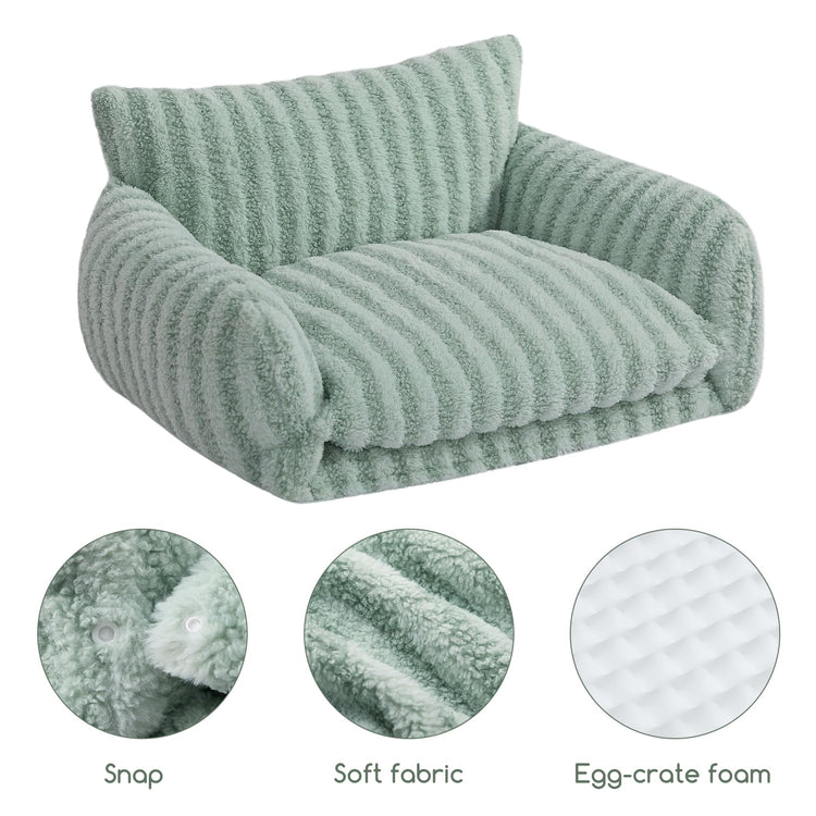Hollypet Cat Bed Fluffy Plush Multifunctional Double-Layer Machine Washable Soft Warming Kitty Pet Couch Orthopedic Nest Beds for Small Cats Kitten and Dogs up to 13lbs, Khaki(25x20x13 inch)