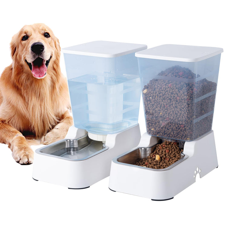 Meikuler Pets Auto Feeder 5.2L,Food Feeder and Water Dispenser Set for Medium & Large Dogs Cats and Pets Animals (Navy)