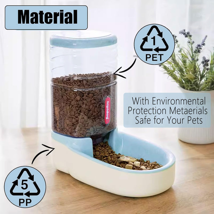 kathson Automatic Cat Feeder 1 Gallon Gravity Dog Food Dispenser Large Capacity Self Feeding Pet Food Bowl Station for Puppy Kitten Rabbit Green