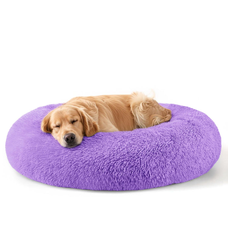 Hoewina Dog & Cat Bed for Indoor Cats, 20in Calming Donut Bed for Puppy and Kitten, Washable Round Fluffy Pet Bed for Small Medium Dogs and Cats (Light Grey)