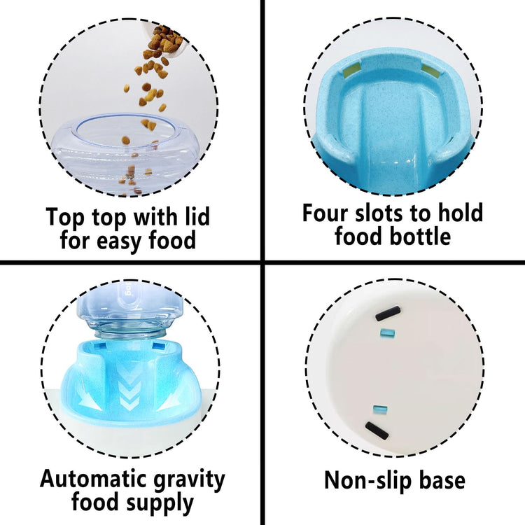 kathson Automatic Cat Feeder 1 Gallon Gravity Dog Food Dispenser Large Capacity Self Feeding Pet Food Bowl Station for Puppy Kitten Rabbit Green