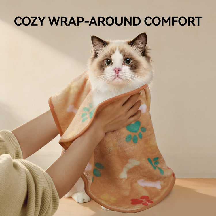 LINENLUX 1 Pack 3 Blankets Super Soft Fluffy Premium Fleece Dog Blankets for Puppy Cat Pet Blanket Flannel Throw Warm Sleep Dog Paw 23x16 inches