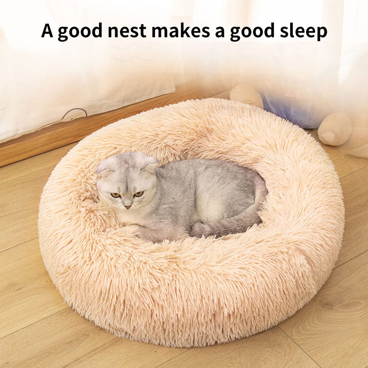 Dog Bed for Small Medium Large Dogs Cats, 20 inch Calming Washable-Round Cozy Soft Pet Bed for Puppy and Kitten with Slip-Resistant Bottom