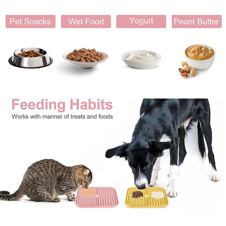 LUKITO Lick Mat for Dogs & Cats 2 Pack with Suction Cups, Dog Lick Mat for Anxiety Relief, Dog Toys to Keep Them Busy, Peanut Butter Licking Pad for Boredom Reducer, Perfect for Bathing Grooming