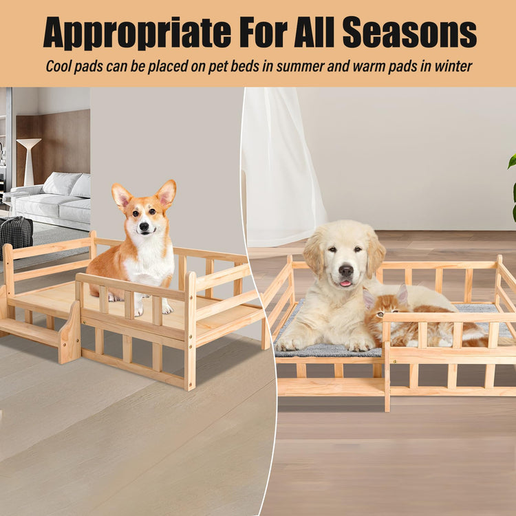 PetsFurniture Comfortable Cat & Dog Bed Frame - Wooden, Up to 66 lbs (L)